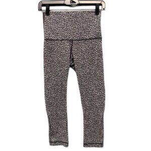 Lululemon Wunder Under Women’s 6 Crop Pants Black White Mosaic High‎ Rise Yoga